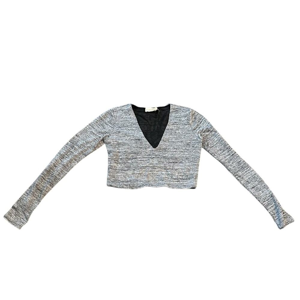 Alice + Olivia Grey Jori Cropped Long Sleeve Top Women’s 8